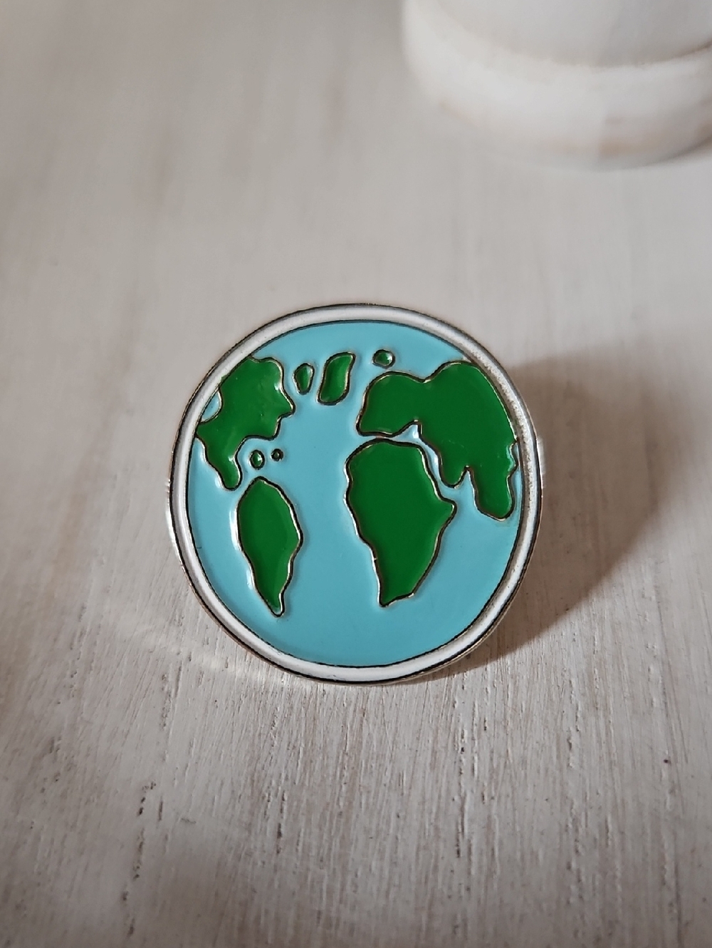 Enamel Earth Globe Pin - Blue and Green